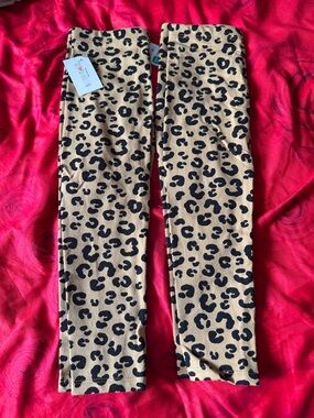 Girls Tan Leopard Print Leggings - Kids Bottoms